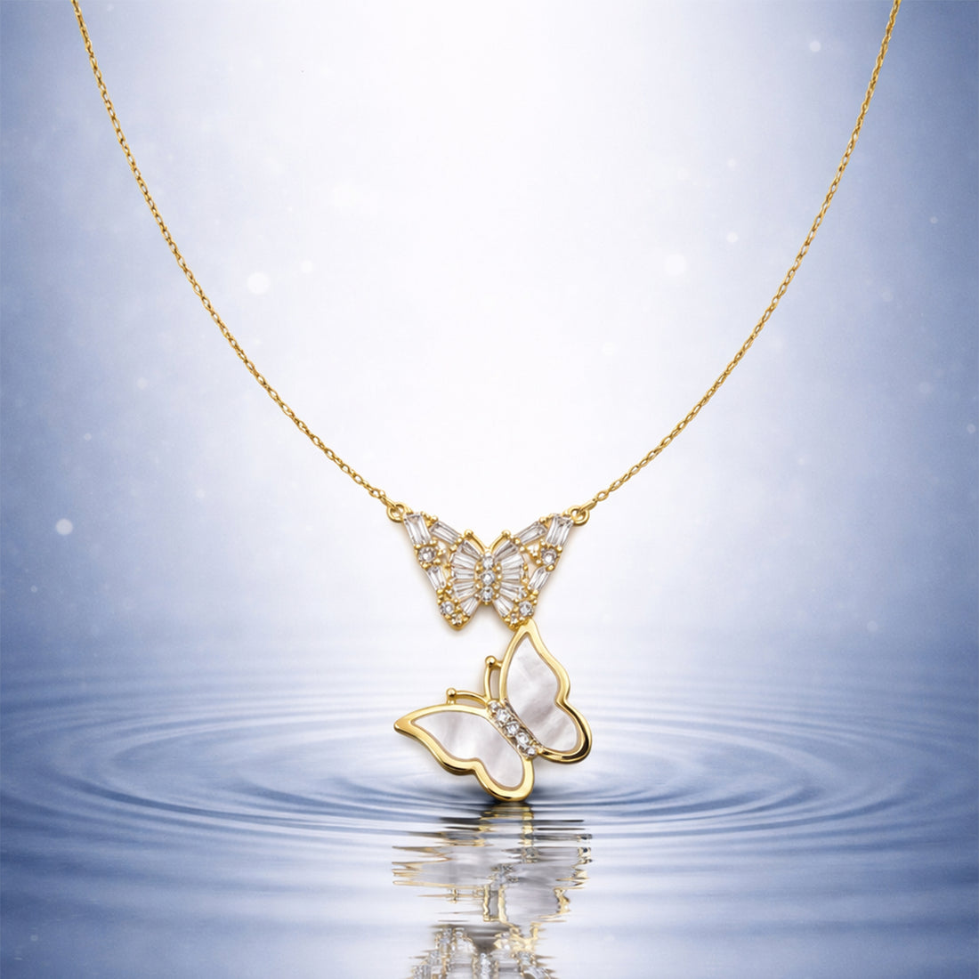 Twin Butterfly Elegance Pendant Necklace GWN - 160