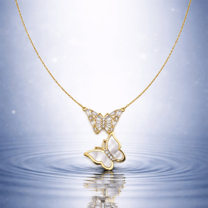 Twin Butterfly Elegance Pendant Necklace GWN - 160