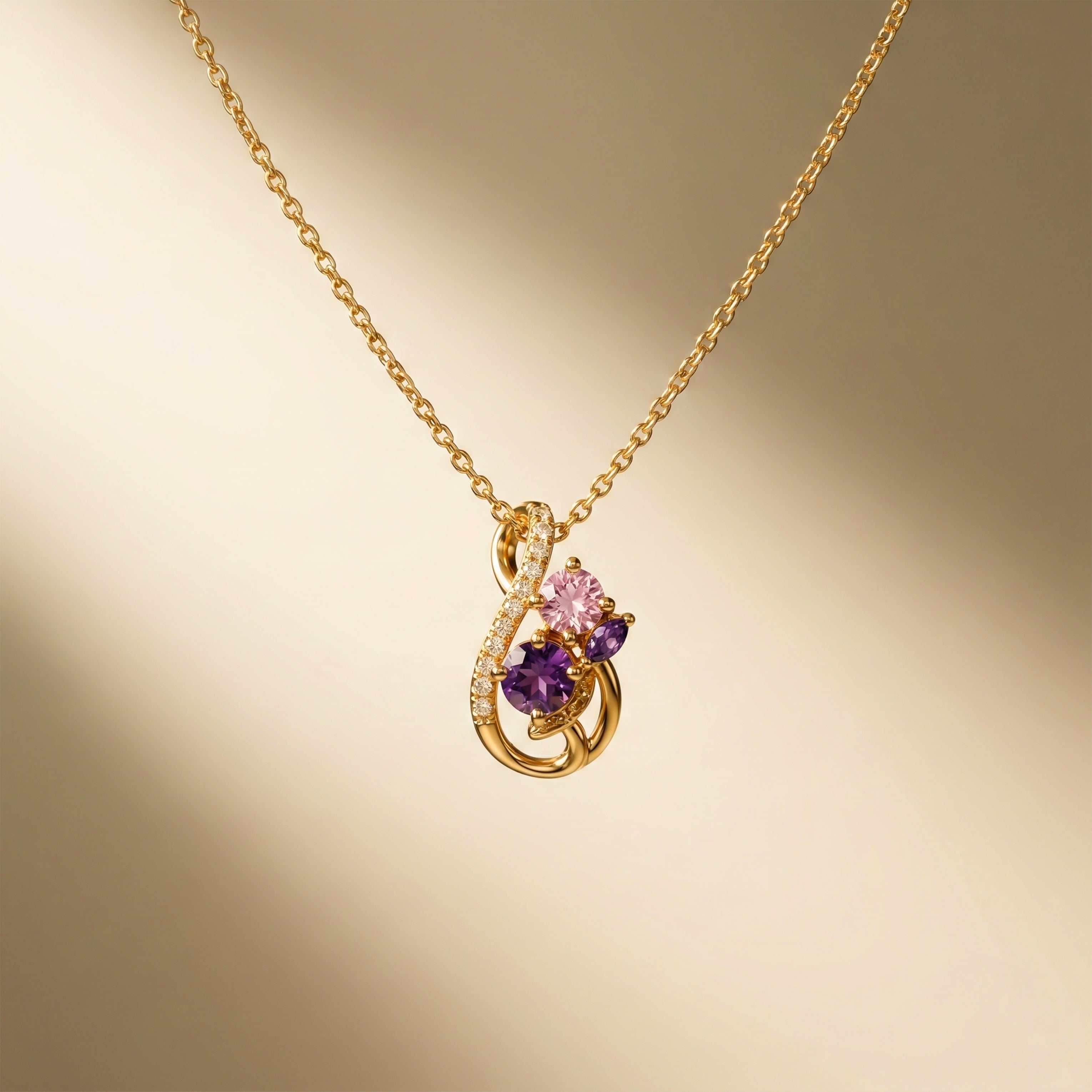Pink Blossom Twist Pendant Necklace GWN -100
