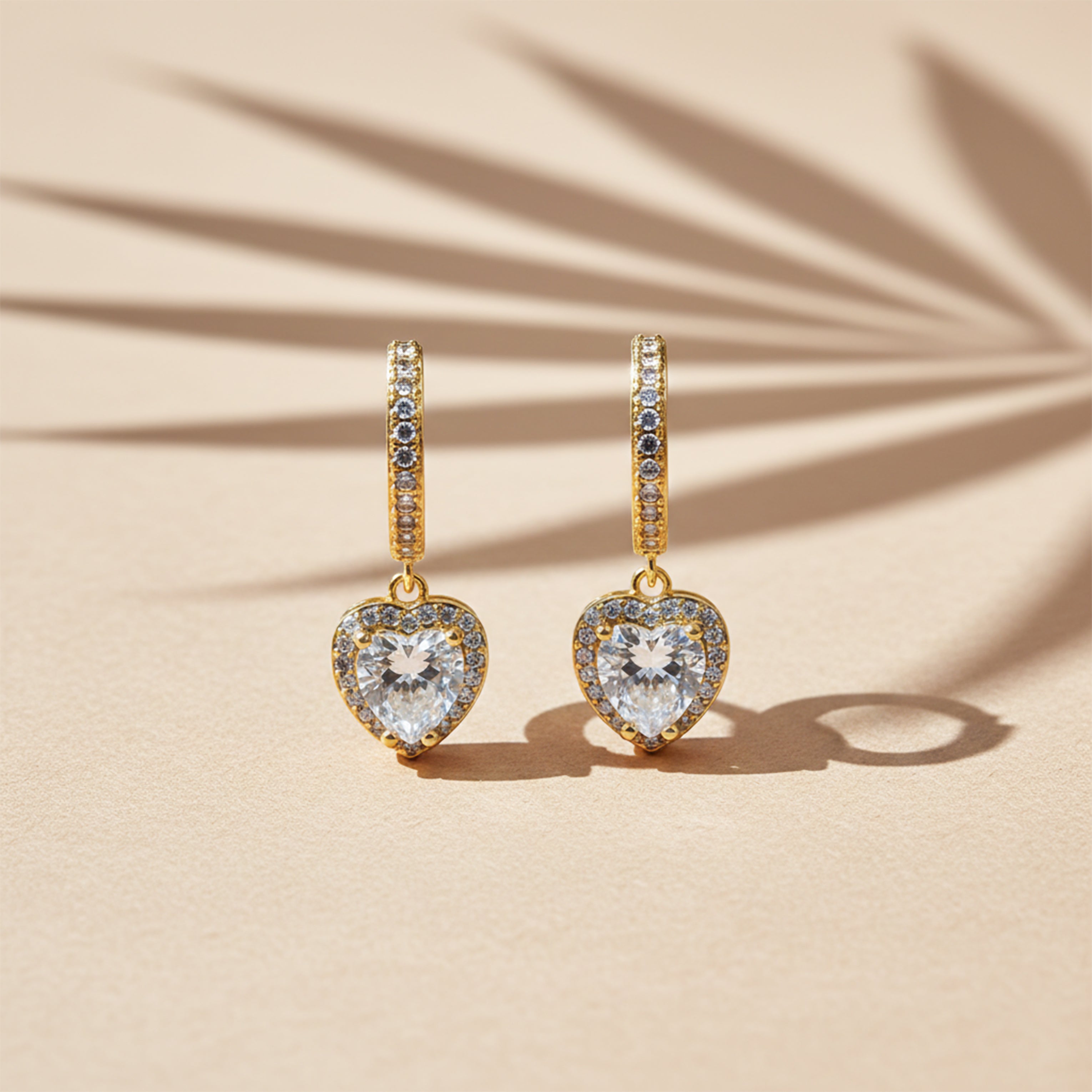 Celeste Heart Halo Drop Hoop Earrings GWE -76