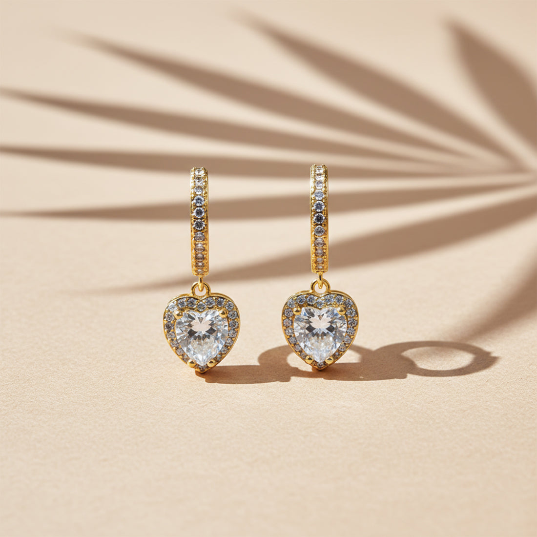 Celeste Heart Halo Drop Hoop Earrings GWE -76