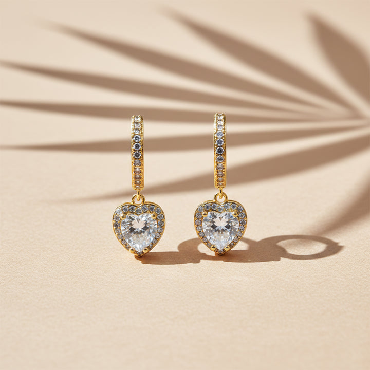 Celeste Heart Halo Drop Hoop Earrings GWE -76