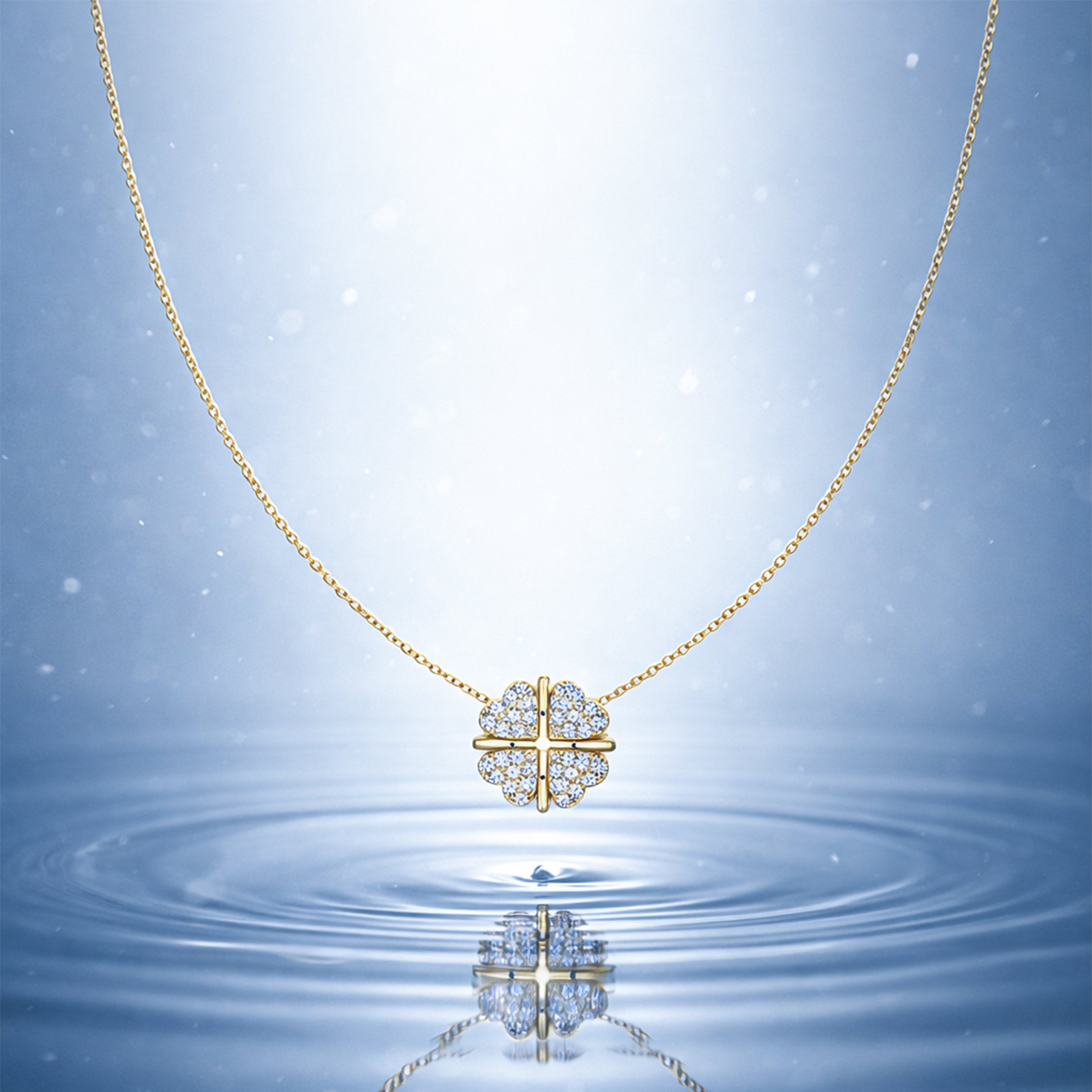 Diamond Clover Charm Necklace GWN -138