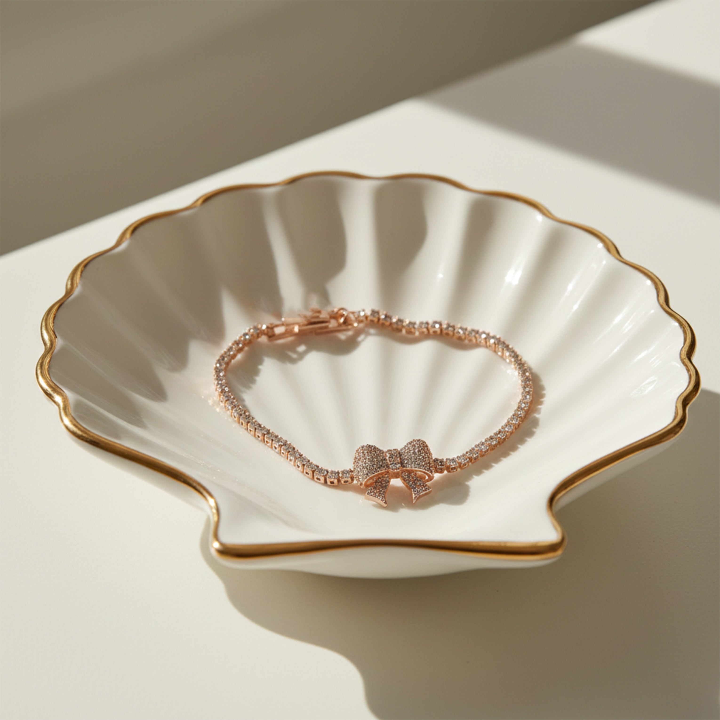 Rose Gold Crystal Bow Tennis Bracelet GWB -91