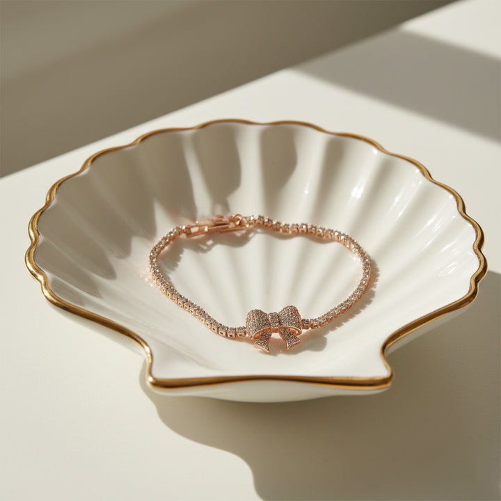 Rose Gold Crystal Bow Tennis Bracelet GWB -91