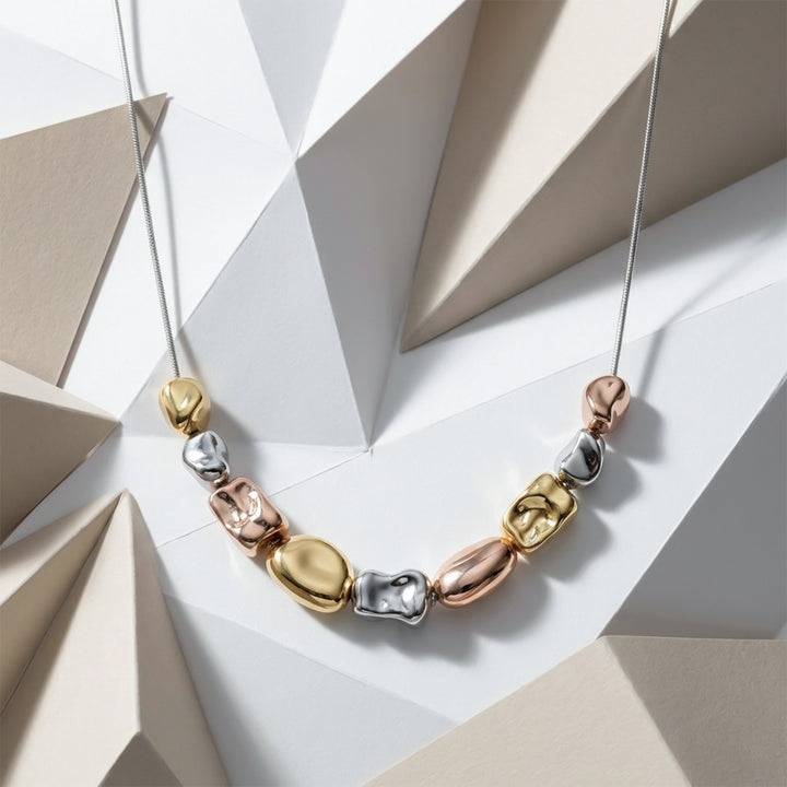 Gold, Silver & Rose Gold Charm Necklace GWN -65