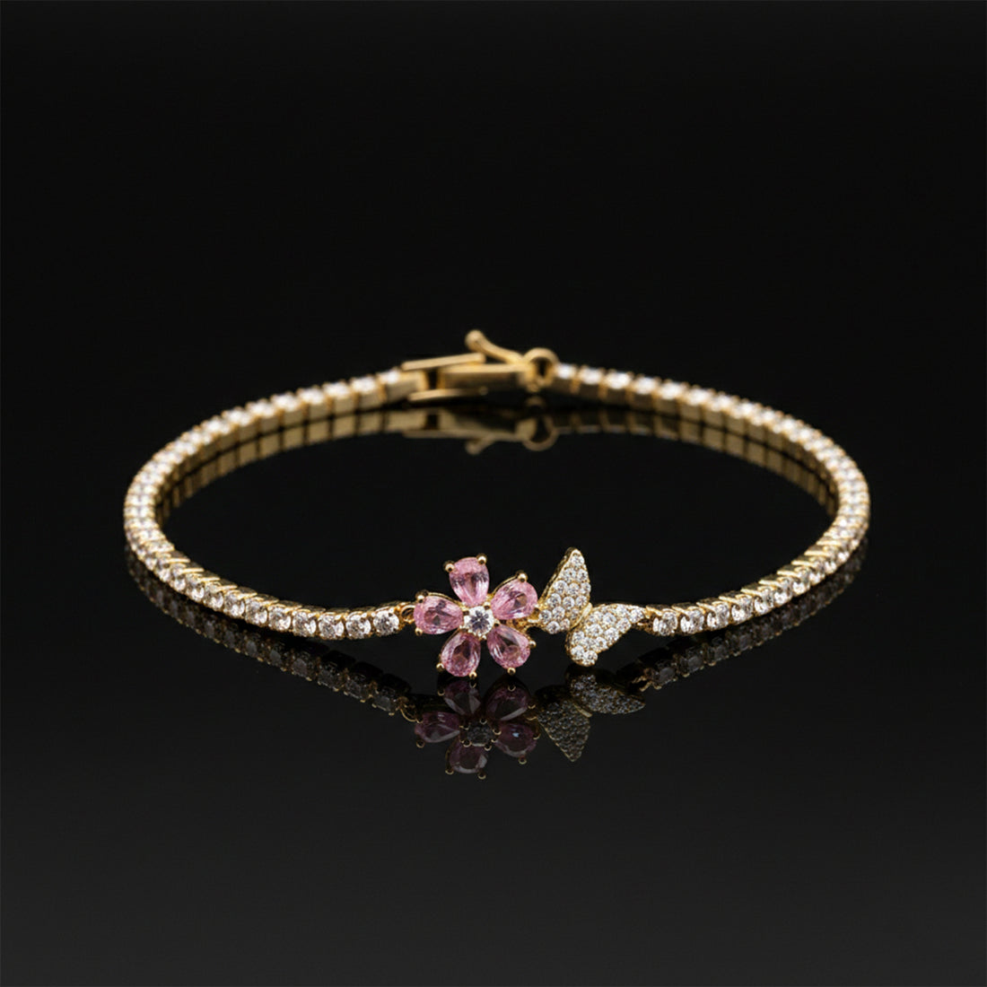 Golden Bloom Butterfly Tennis Bracelet GWB -93