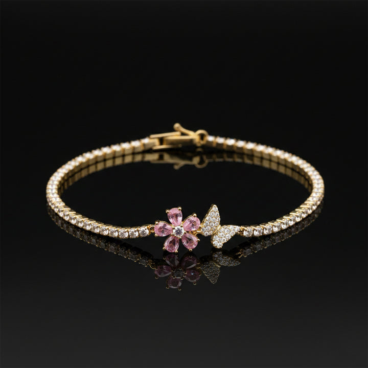 Golden Bloom Butterfly Tennis Bracelet GWB -93