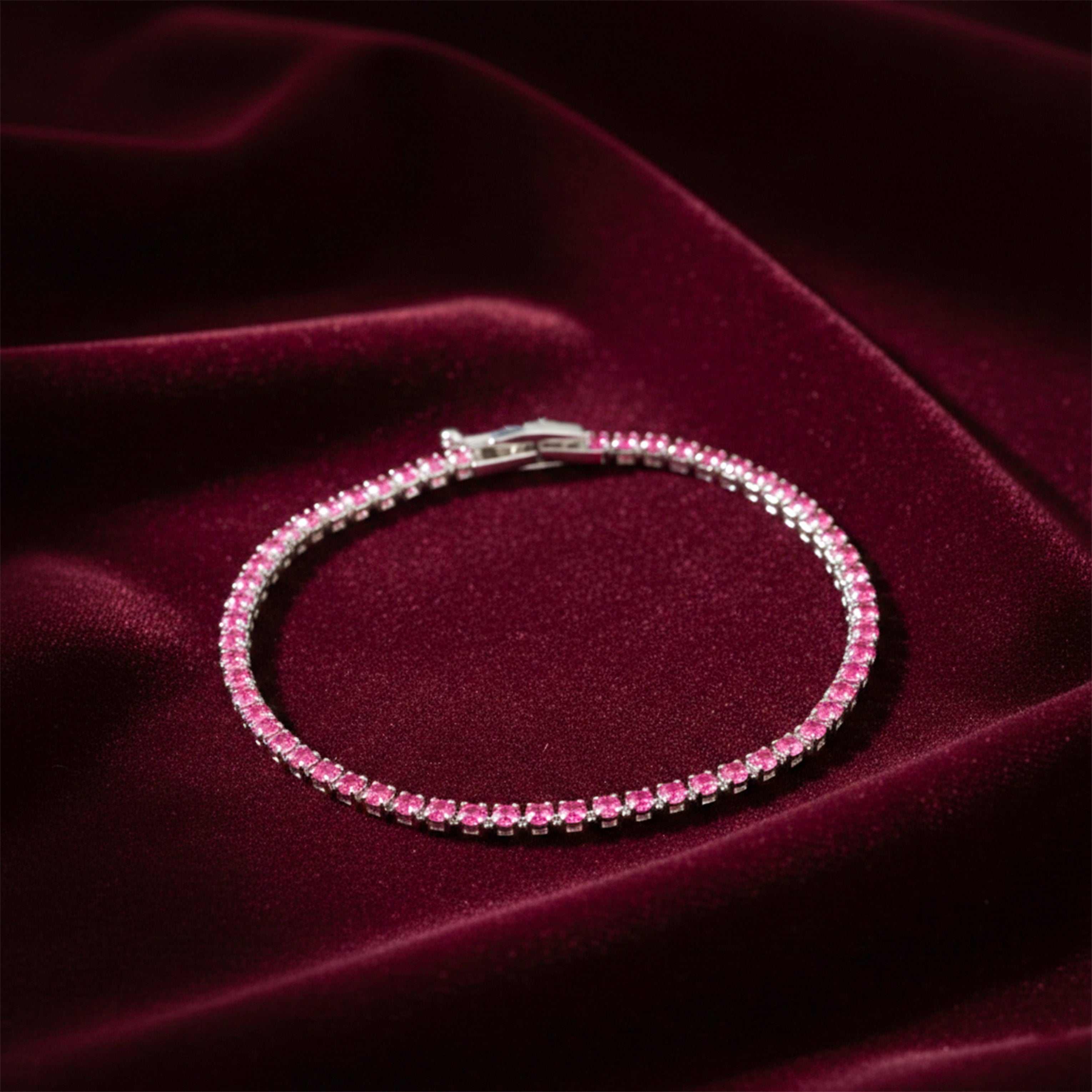Pink Crystal Tennis Bracelet GWB -58