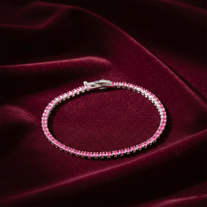 Pink Crystal Tennis Bracelet GWB -58