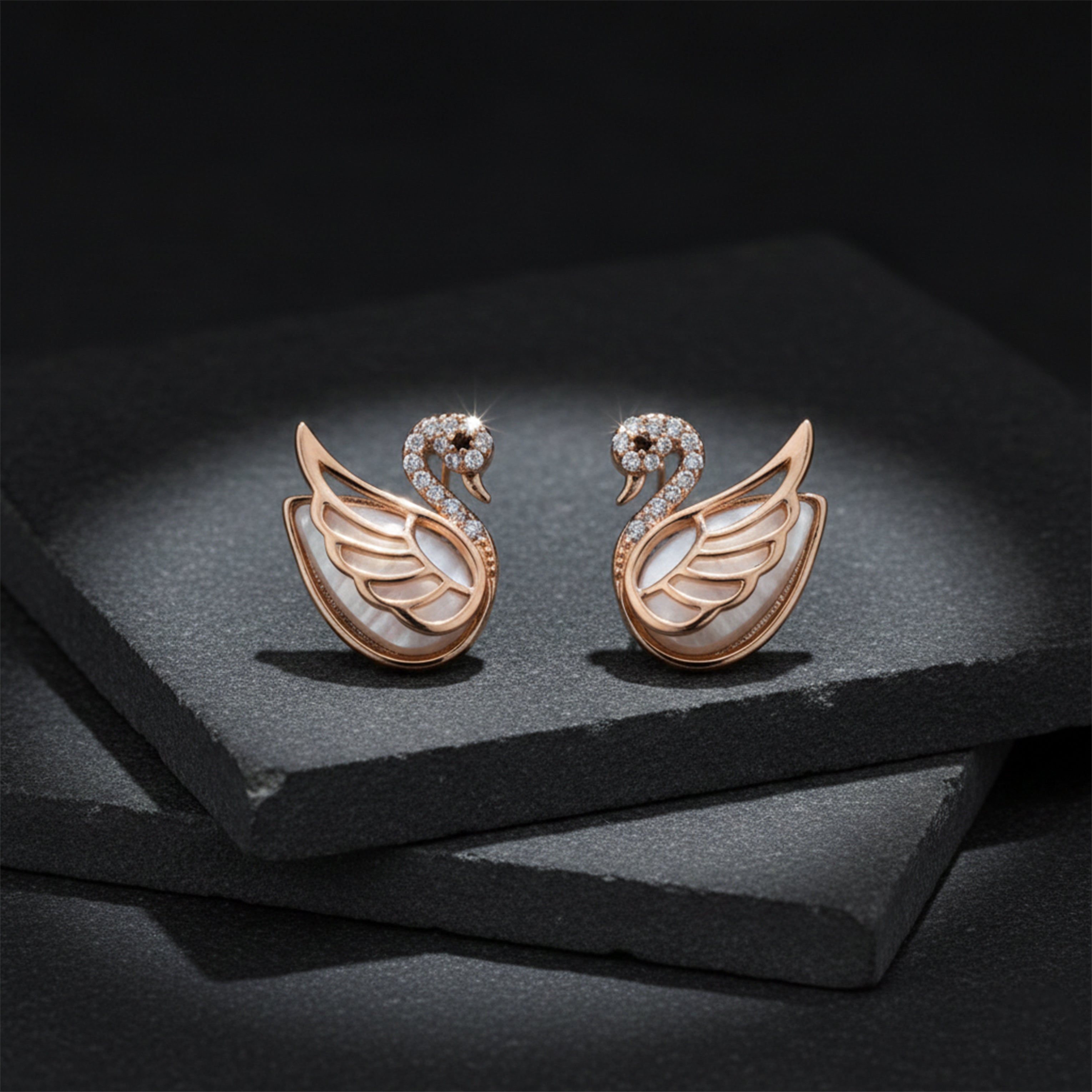 Aurora Swan Crystal Stud Earrings GWE -91