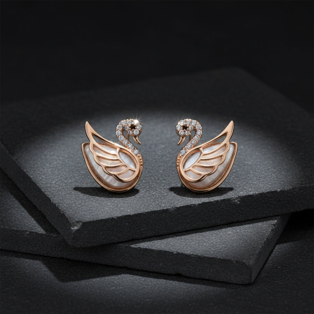 Aurora Swan Crystal Stud Earrings GWE -91