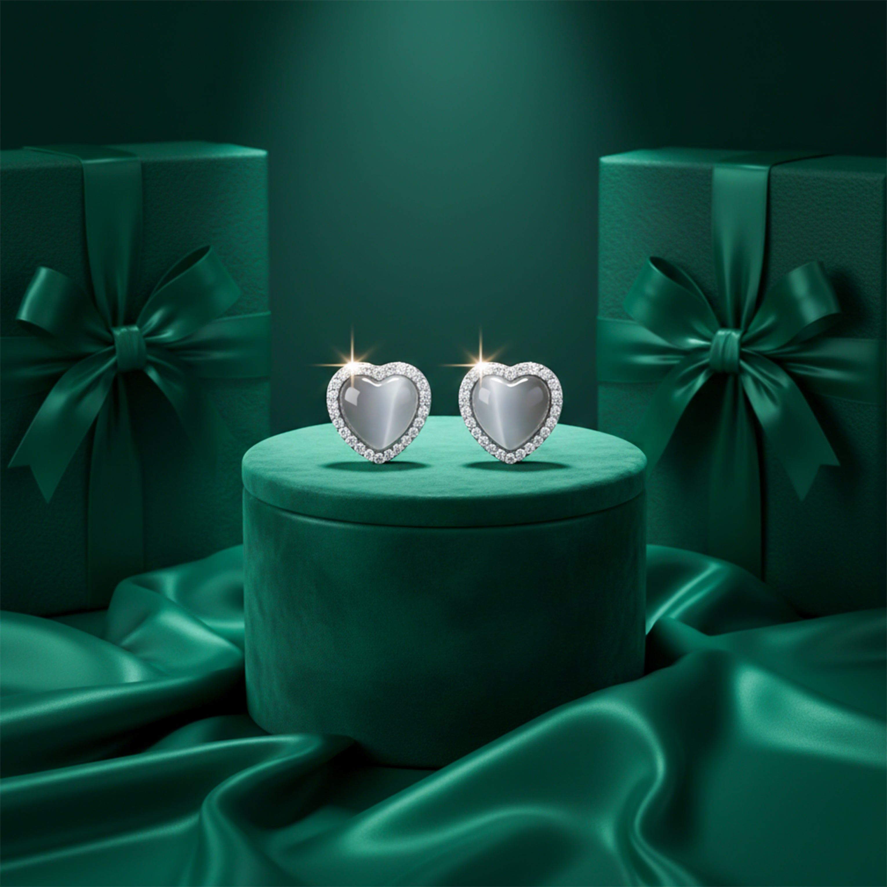 Moonlight Heart Halo Stud Earrings GWE -93