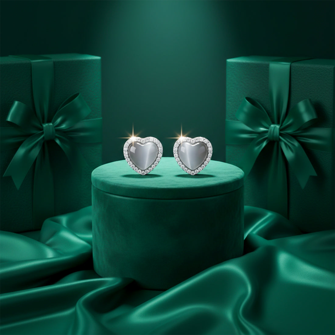 Moonlight Heart Halo Stud Earrings GWE -93