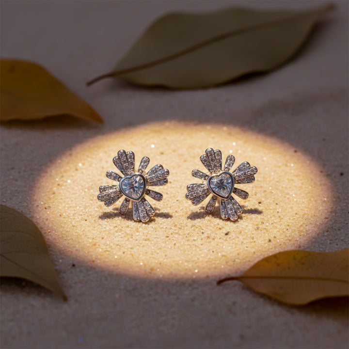 Heartburst Crystal Stud Earrings GWE -104