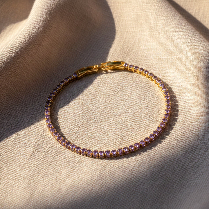 Crystal Gold Tennis Bracelet GWB -55