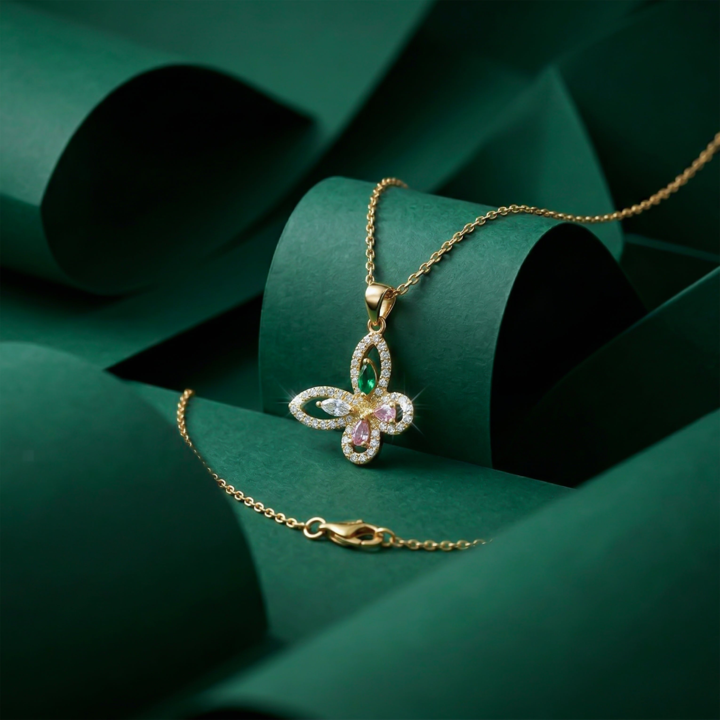 Butterfly Sparkle Pendant Necklace GWN -137