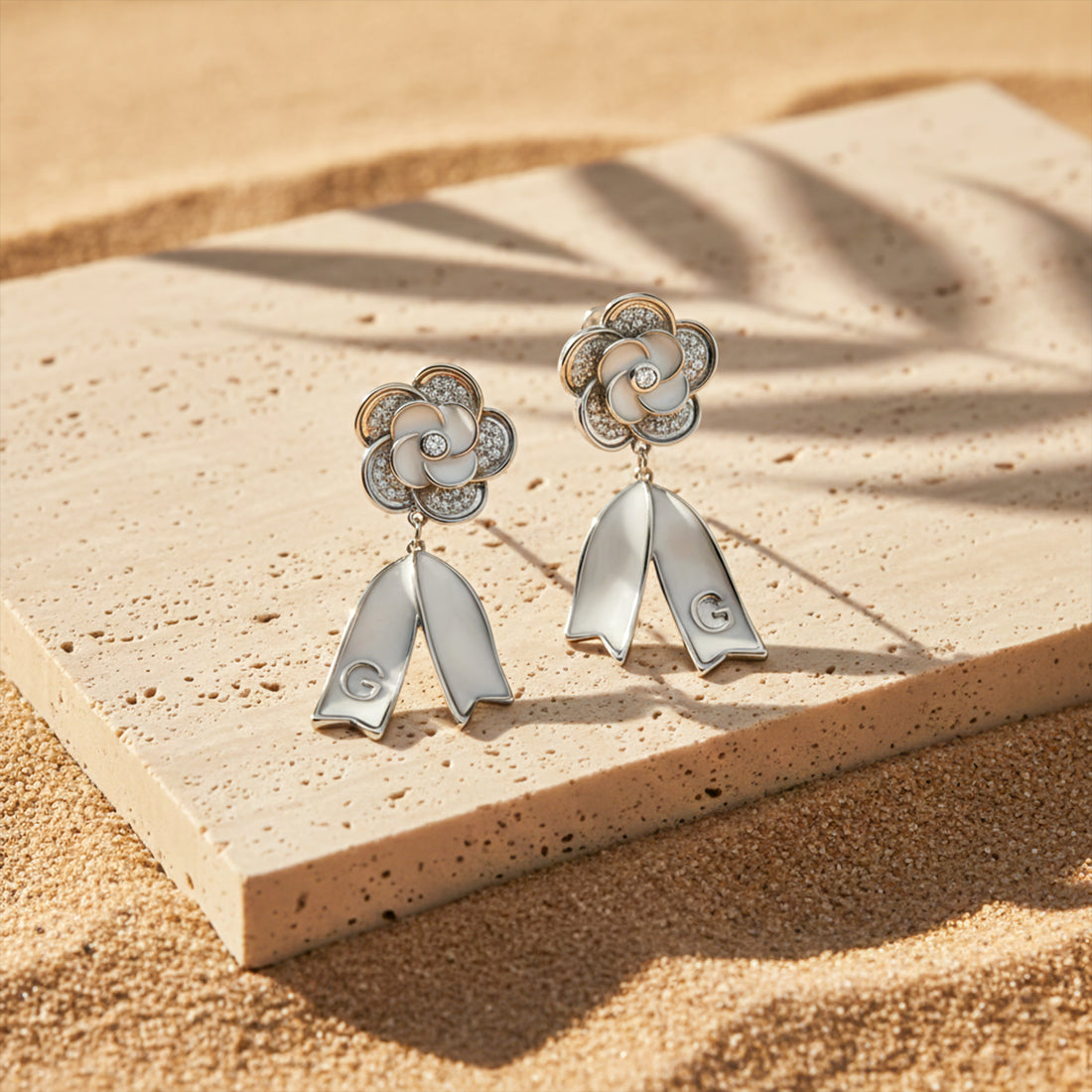 Bloom Ribbon Drop Earrings GWE -65