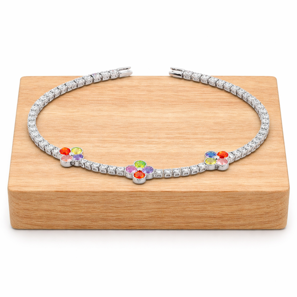 Rainbow Bloom Tennis Bracelet GWB -135