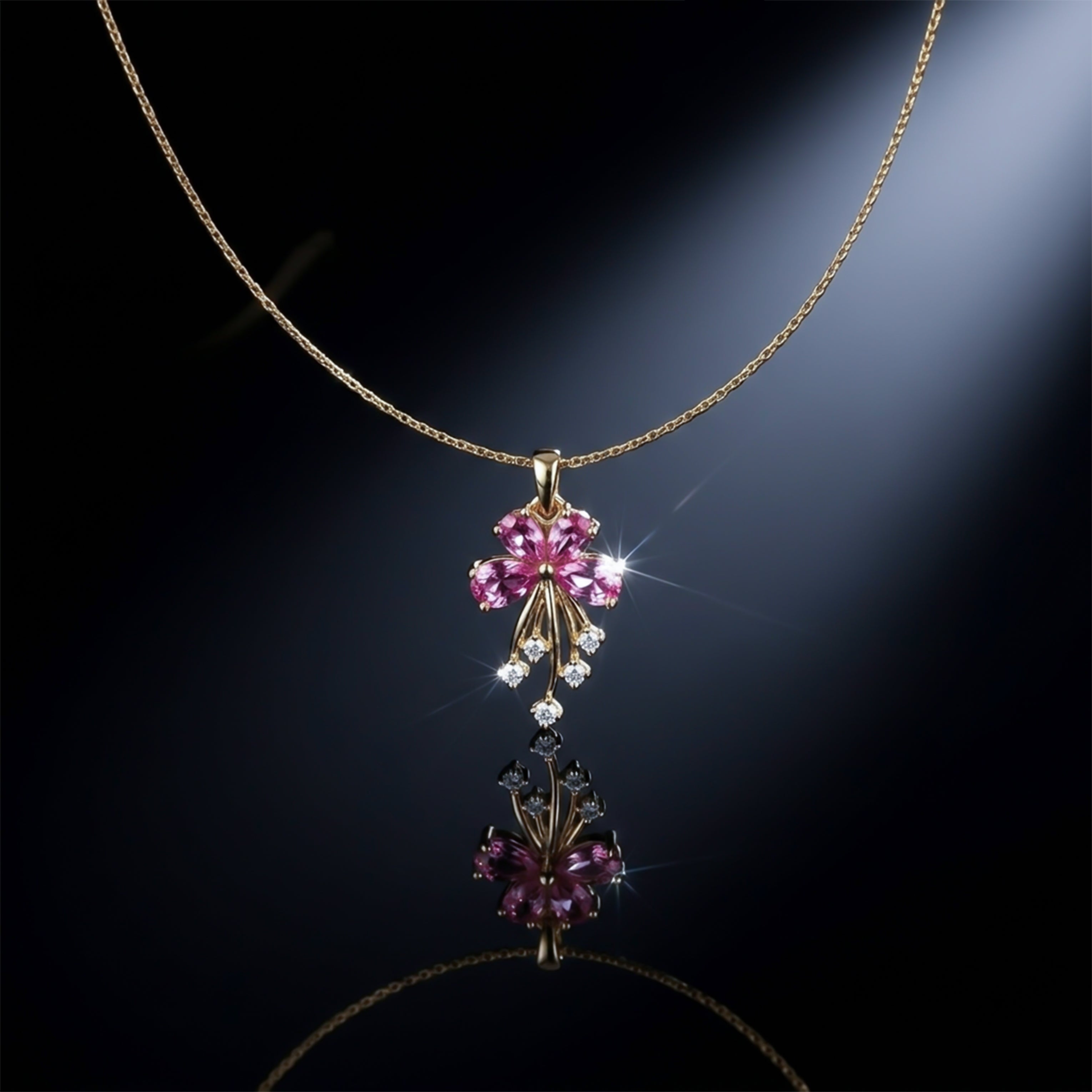 Pink Blossom Drop Pendant Necklace GWN -119
