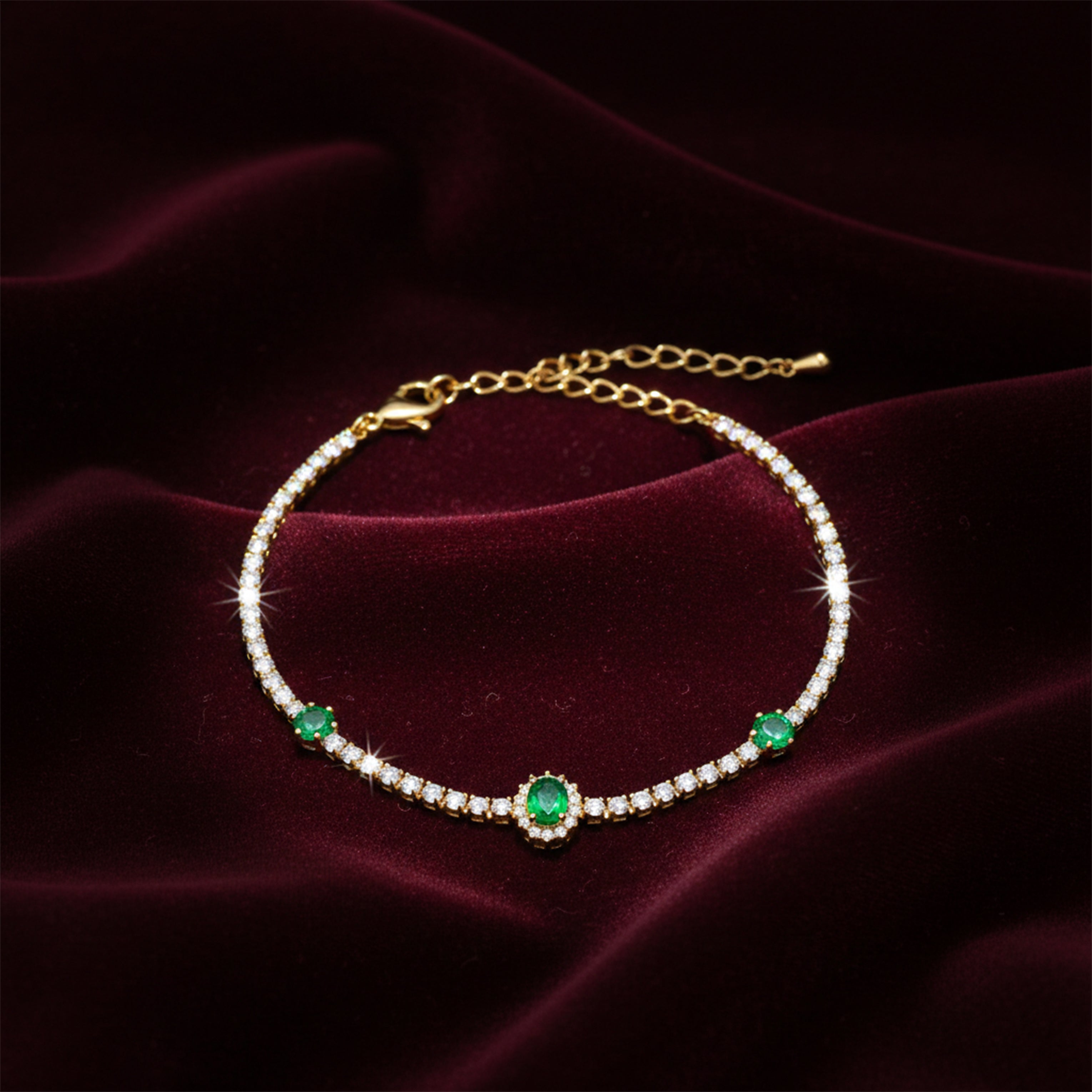 Emerald Grace Crystal Tennis Bracelet GWB -104