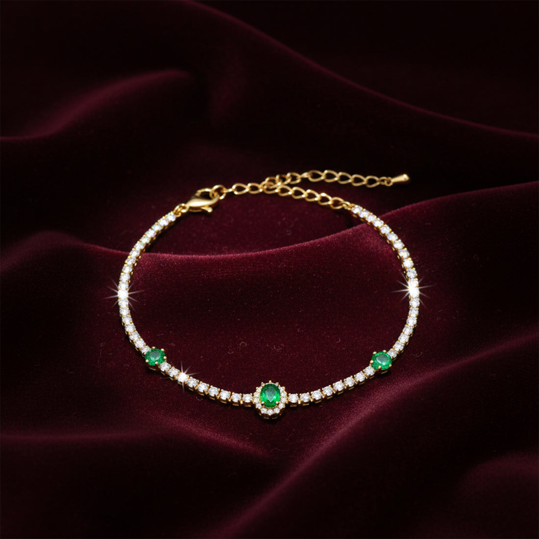 Emerald Grace Crystal Tennis Bracelet GWB -104