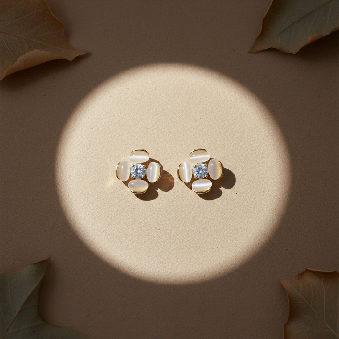 Petal Crystal Stud Earrings GWE -107