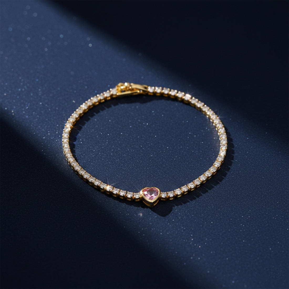 Golden Blush Heart Tennis Bracelet GWB -98