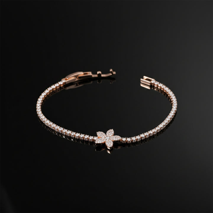 Rose Gold Blossom Crystal Tennis Bracelet GWB -92