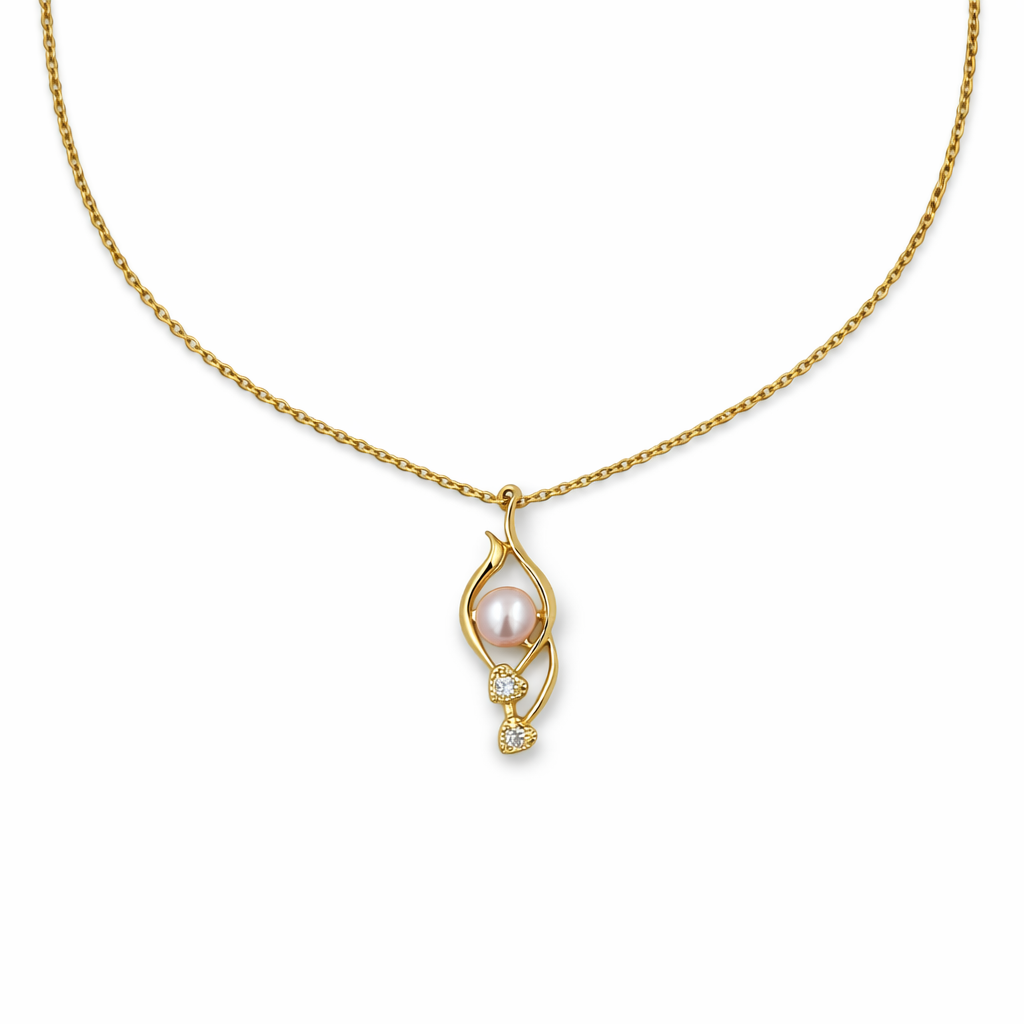 Gold Crystal Heart Pearl Pendant GWN -43