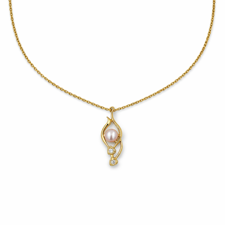 Gold Crystal Heart Pearl Pendant GWN -43