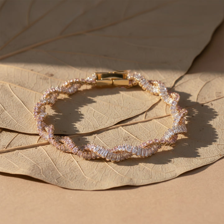 Pink Baguette Stone Twisted Bracelet GWB -90
