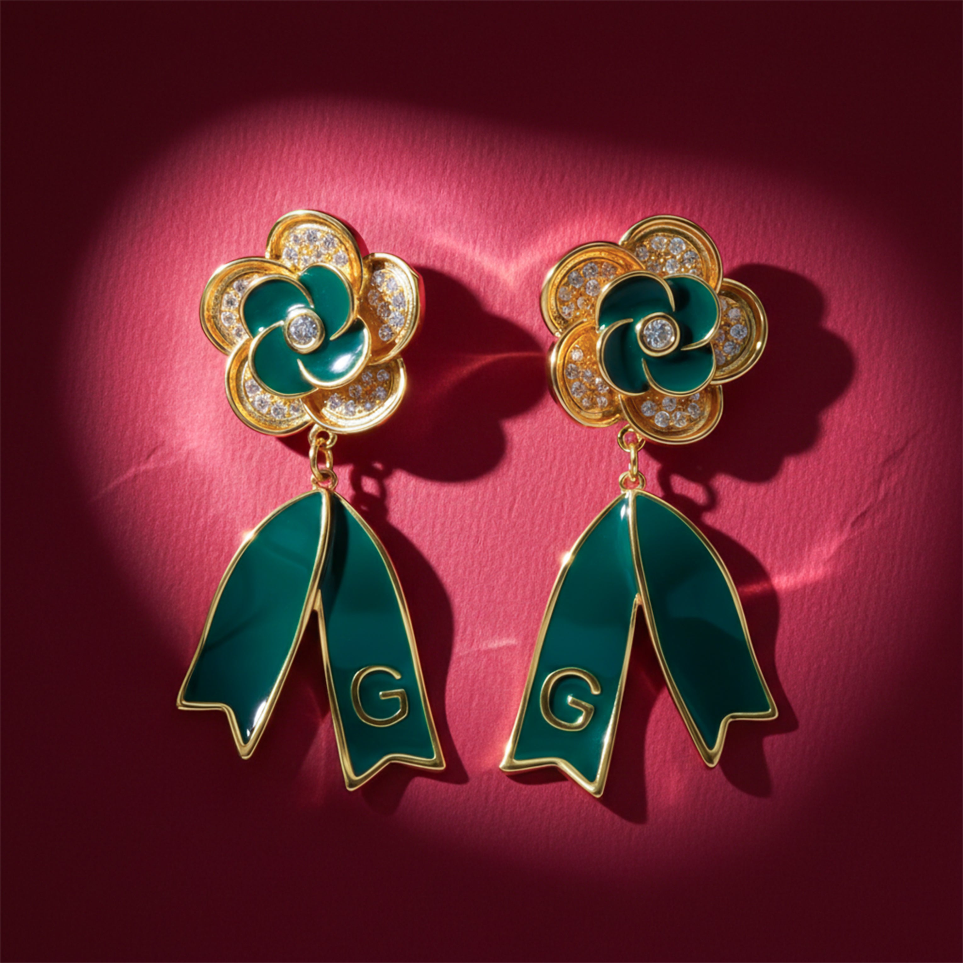 Crystal Ribbon Drop Earrings GWE -60