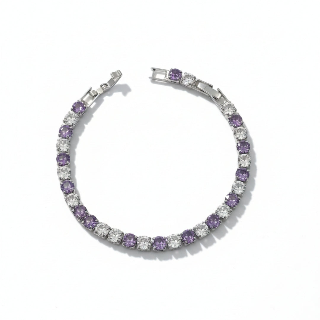 Lavender White Big Diamond Tennis Bracelet -GWB60