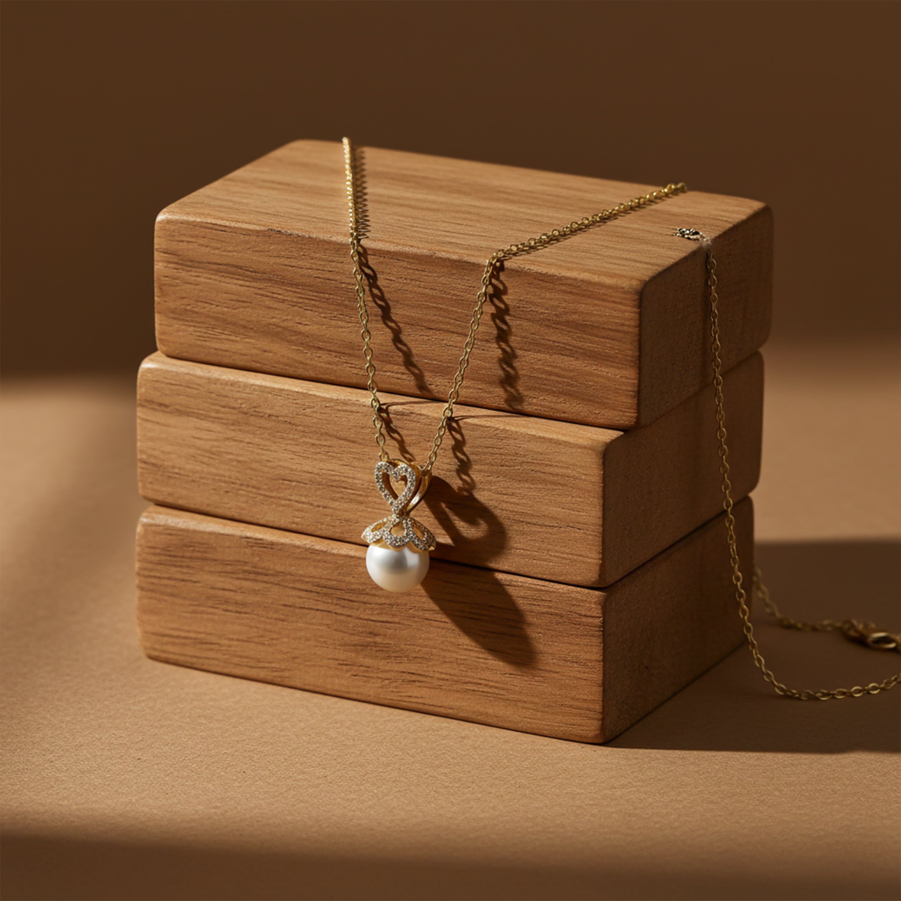Elegant Gold Pearl Pendant Necklace GWN -39
