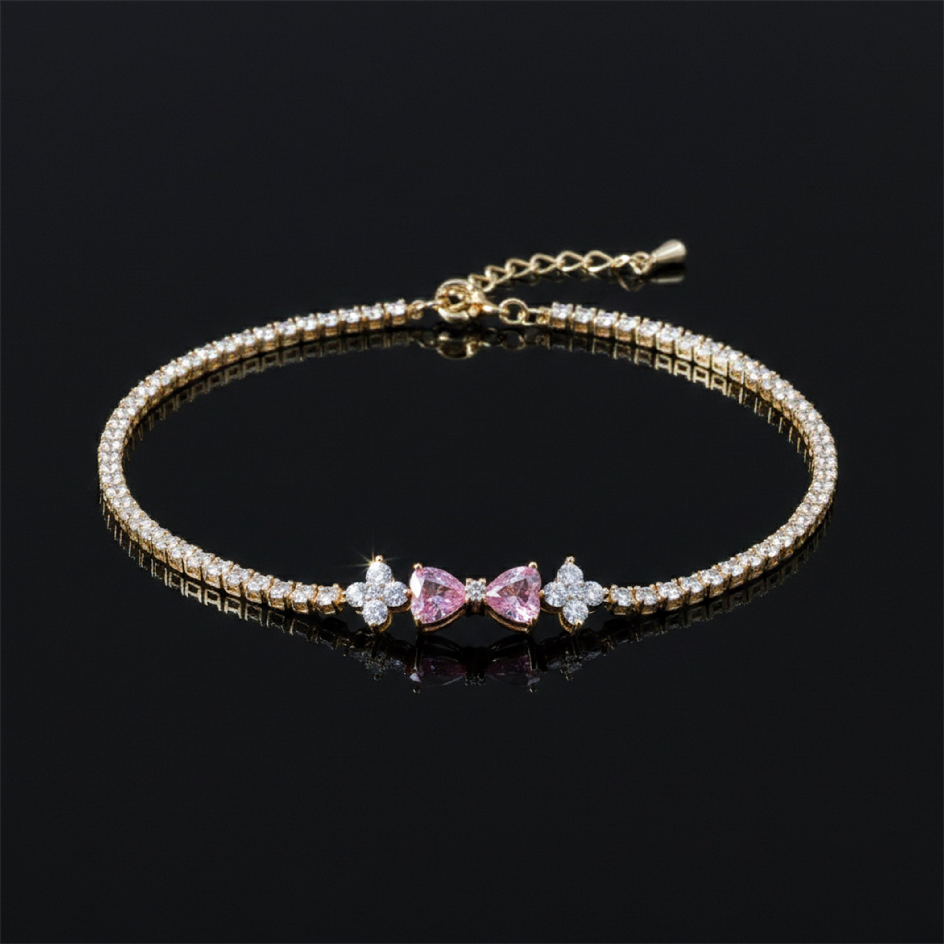 Golden Blush Bow Crystal Bracelet GWB -95