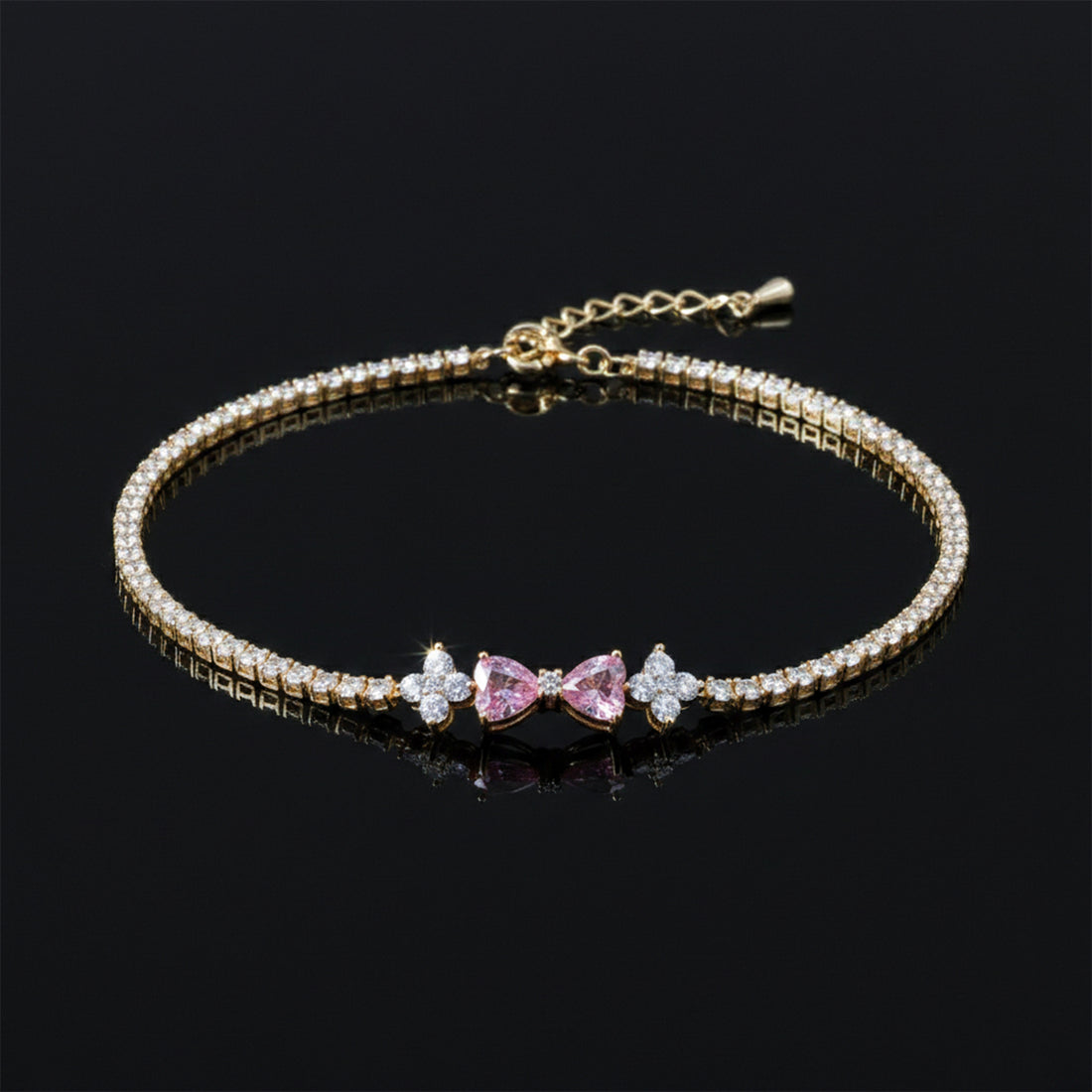 Golden Blush Bow Crystal Bracelet GWB -95
