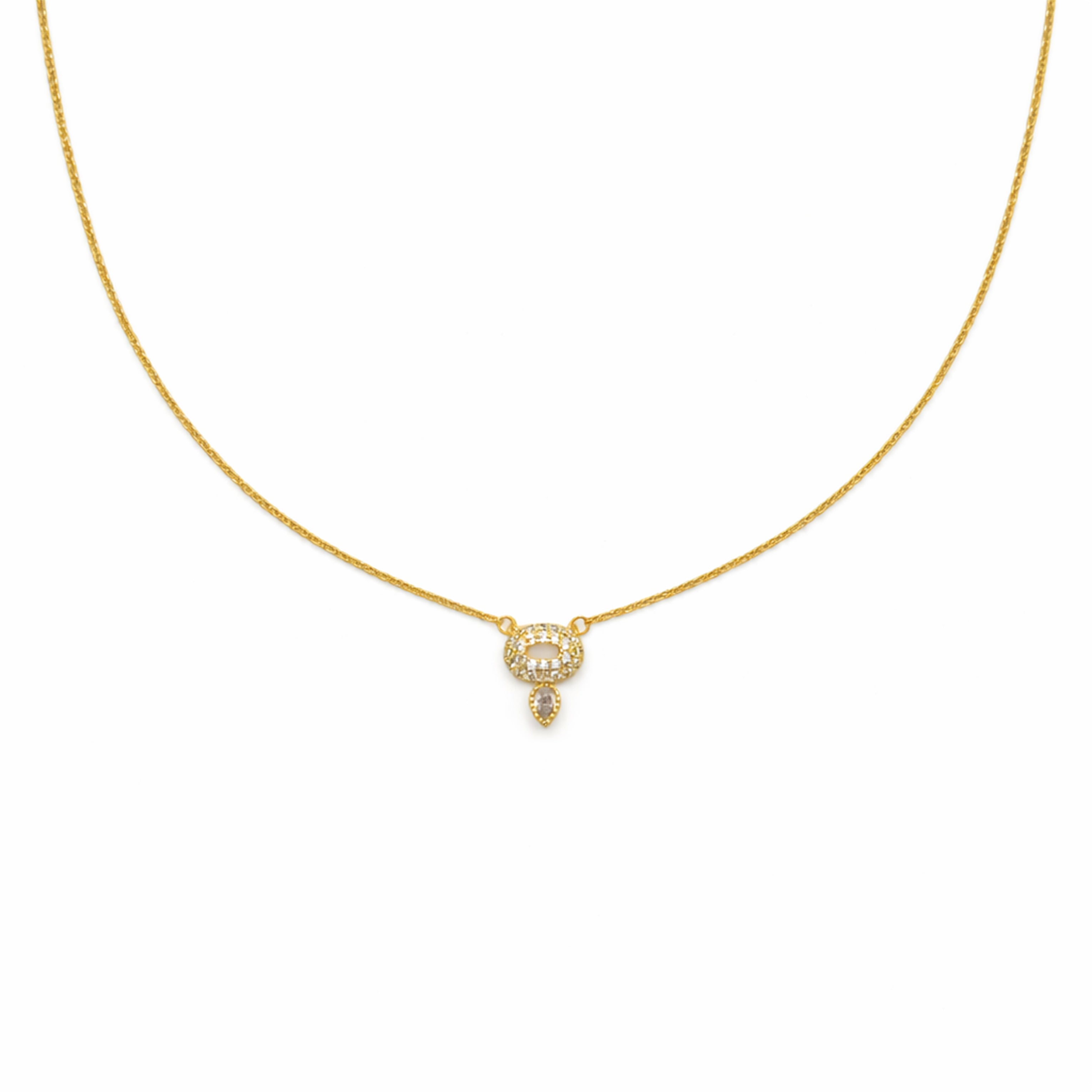 Crystal Oval Pendant Necklace GWN -55