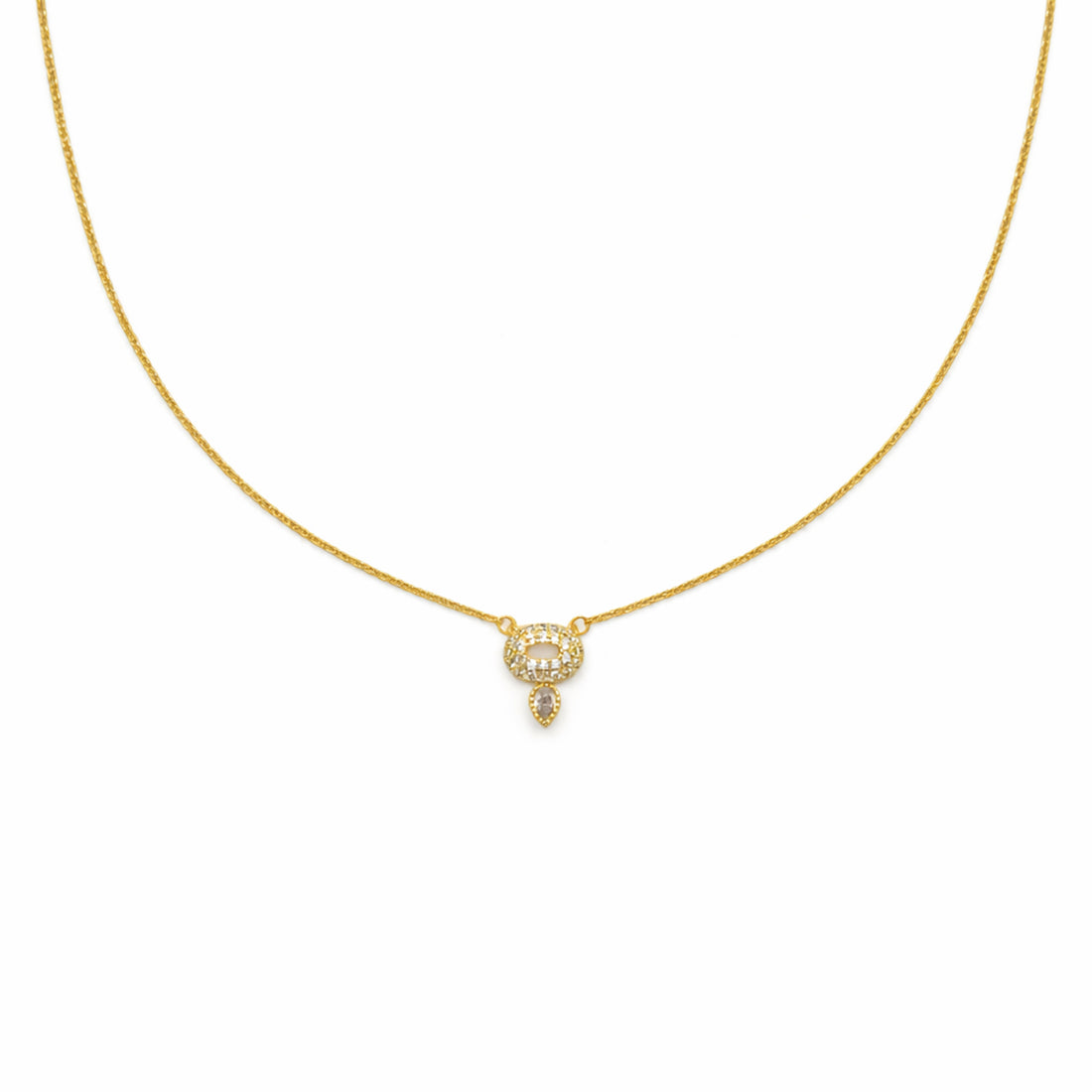 Crystal Oval Pendant Necklace GWN -55
