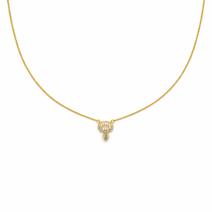 Crystal Oval Pendant Necklace GWN -55