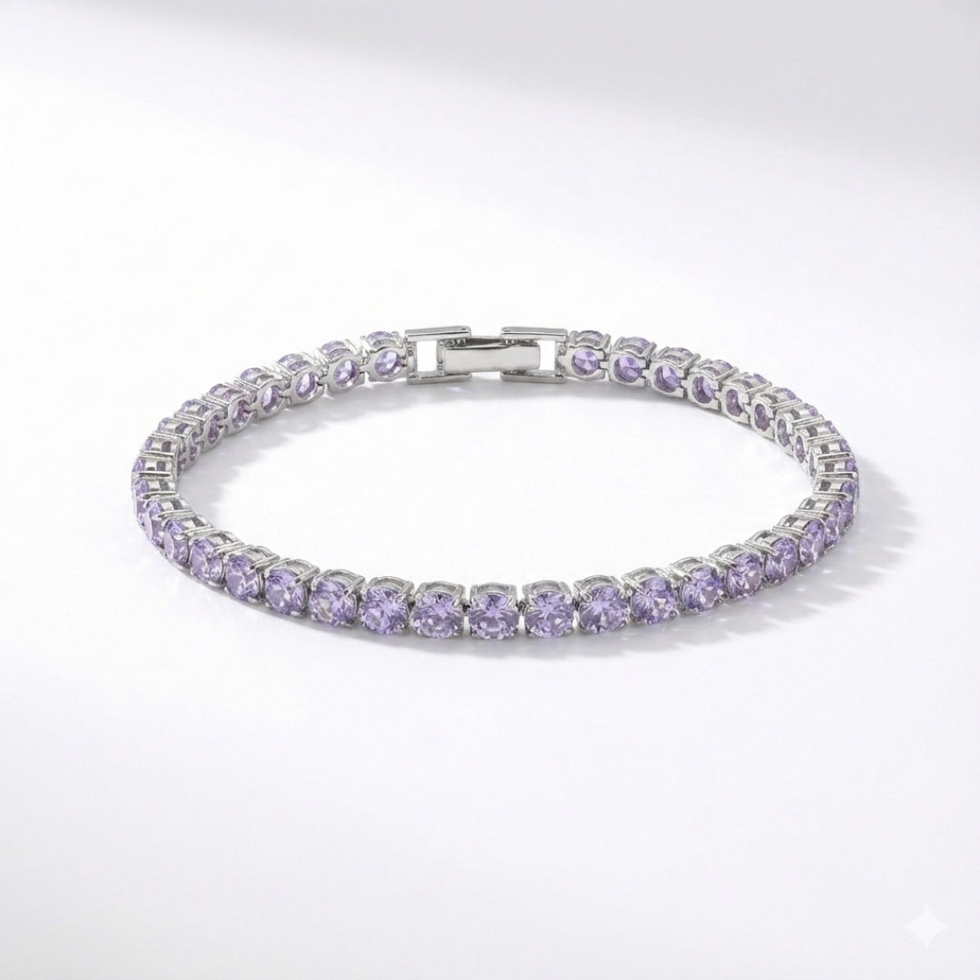 Lavender Small Diamond Silver Tennis Bracelets GWB-73