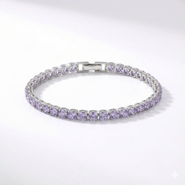 Lavender Small Diamond Silver Tennis Bracelets GWB-73