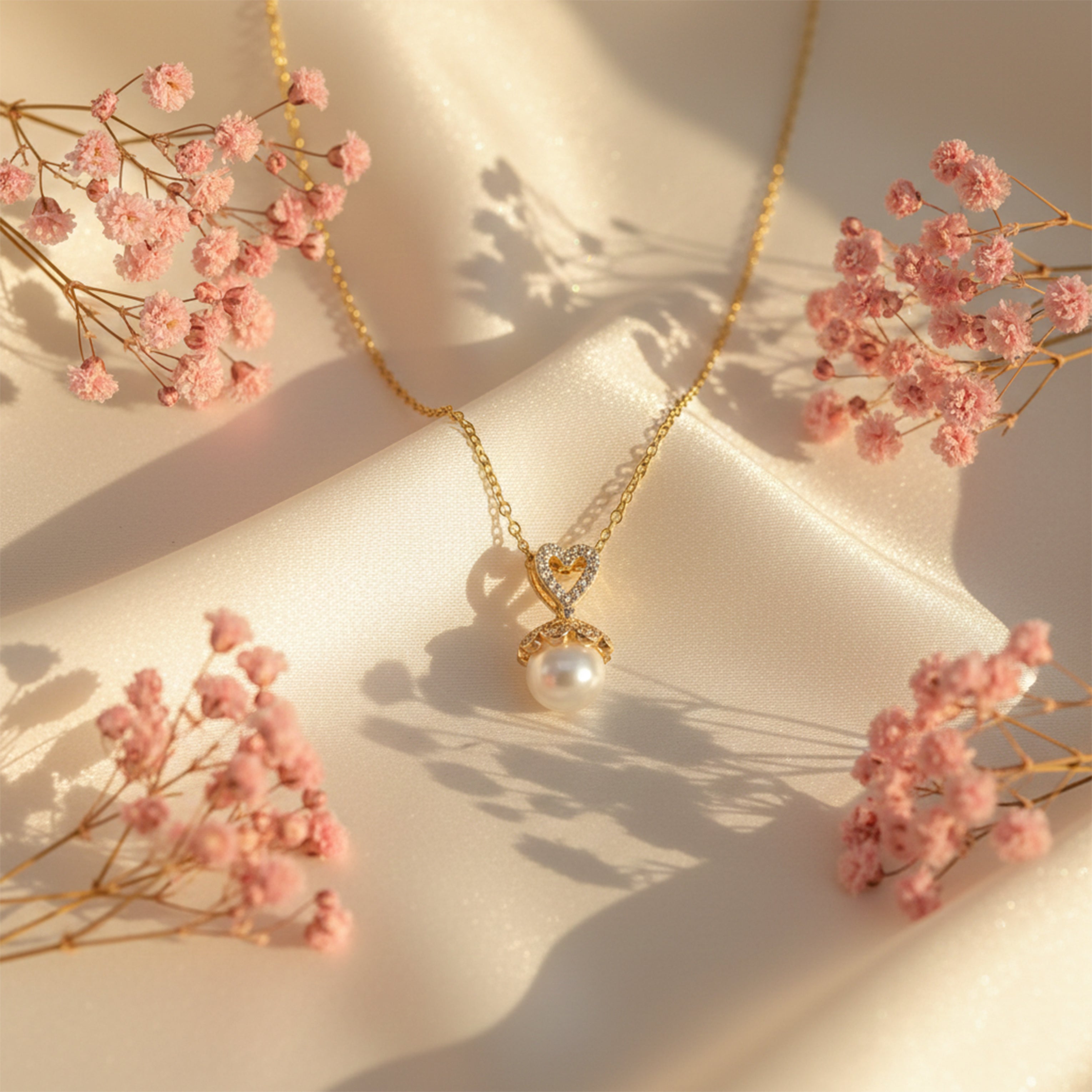 Elegant Gold Pearl Pendant Necklace GWN -39