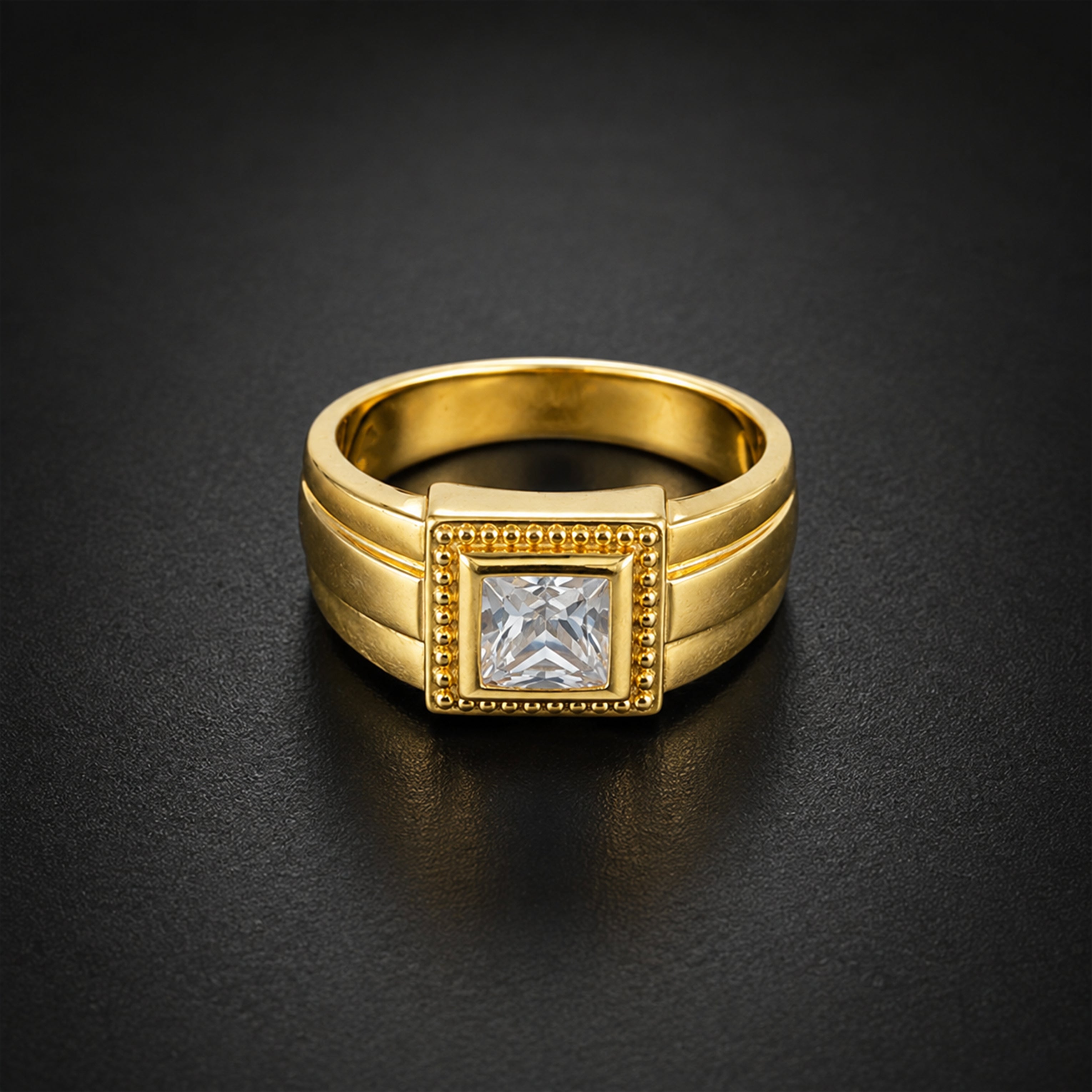 Imperial Square Solitaire Gold Ring GMR -24