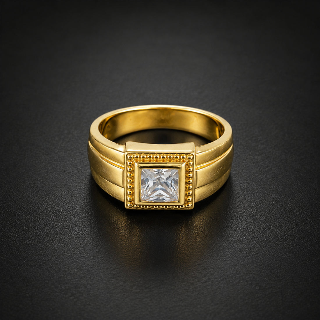 Imperial Square Solitaire Gold Ring GMR -24
