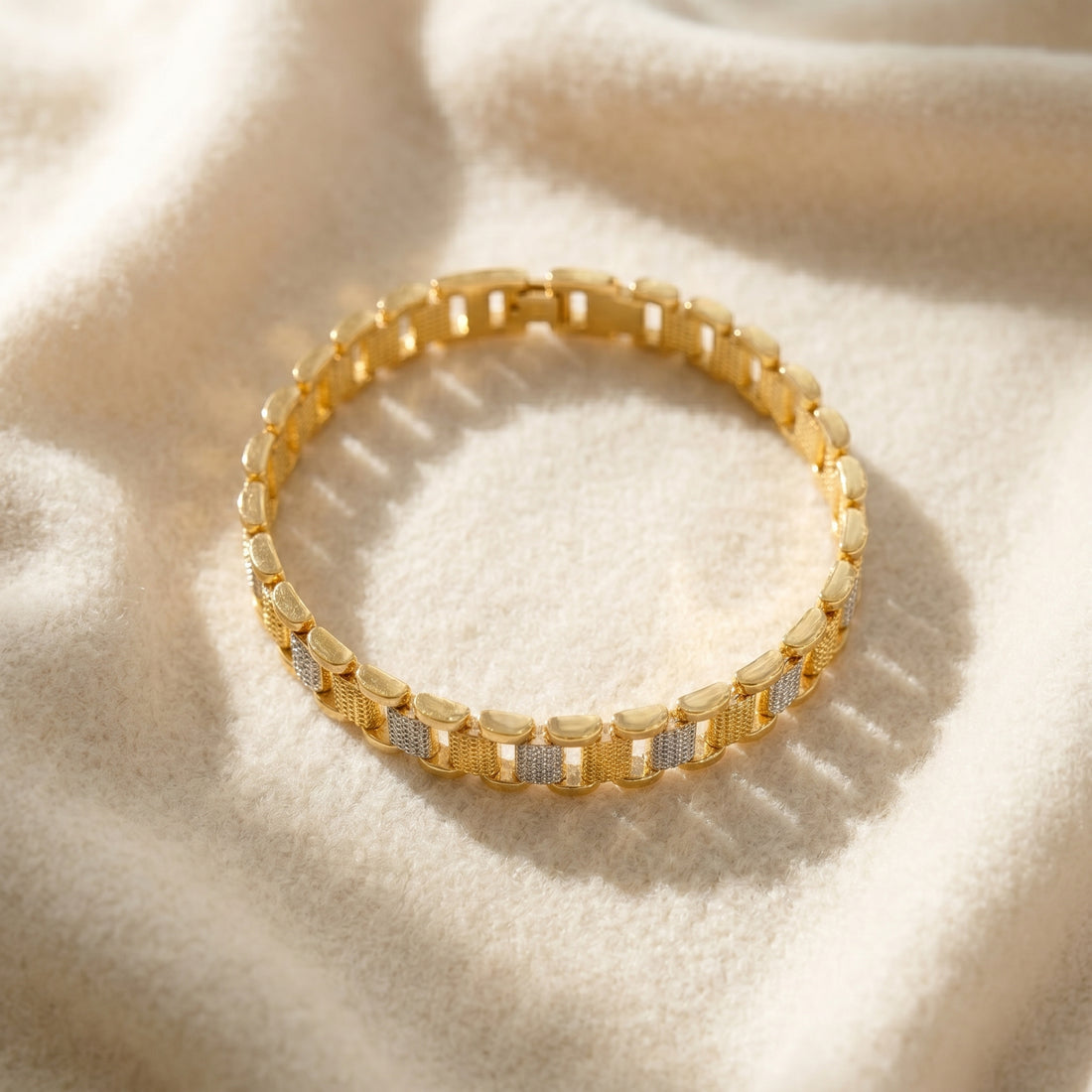 Dual-Tone Textured Men’s Bracelet GMB -7