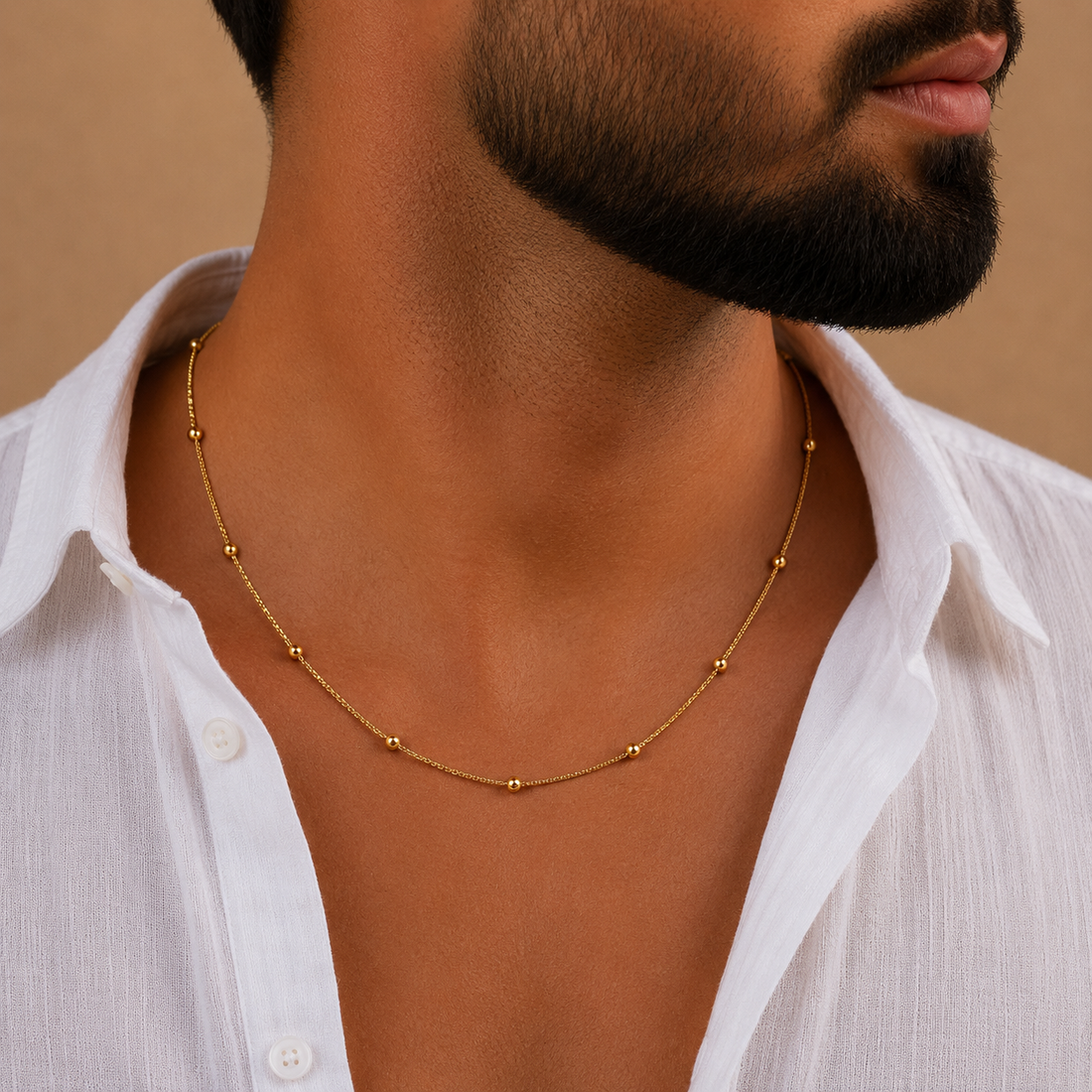 Gold Beaded Station chain GMC -53