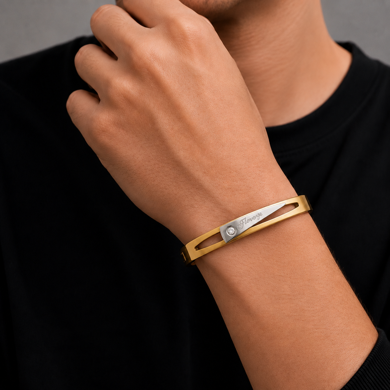 Ansh Gold Kada For Men