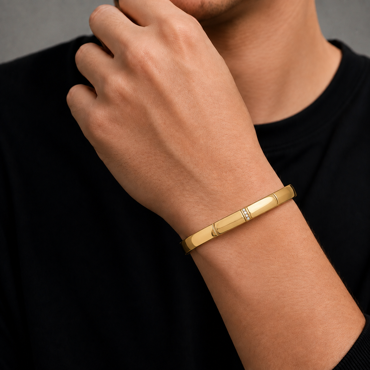 Jiyarth Gold Kada For Men