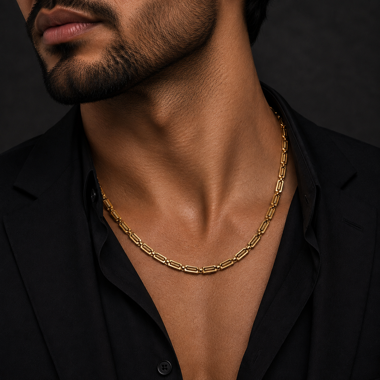 Titne Link  Premium Gold Rectangular Men’s Chain